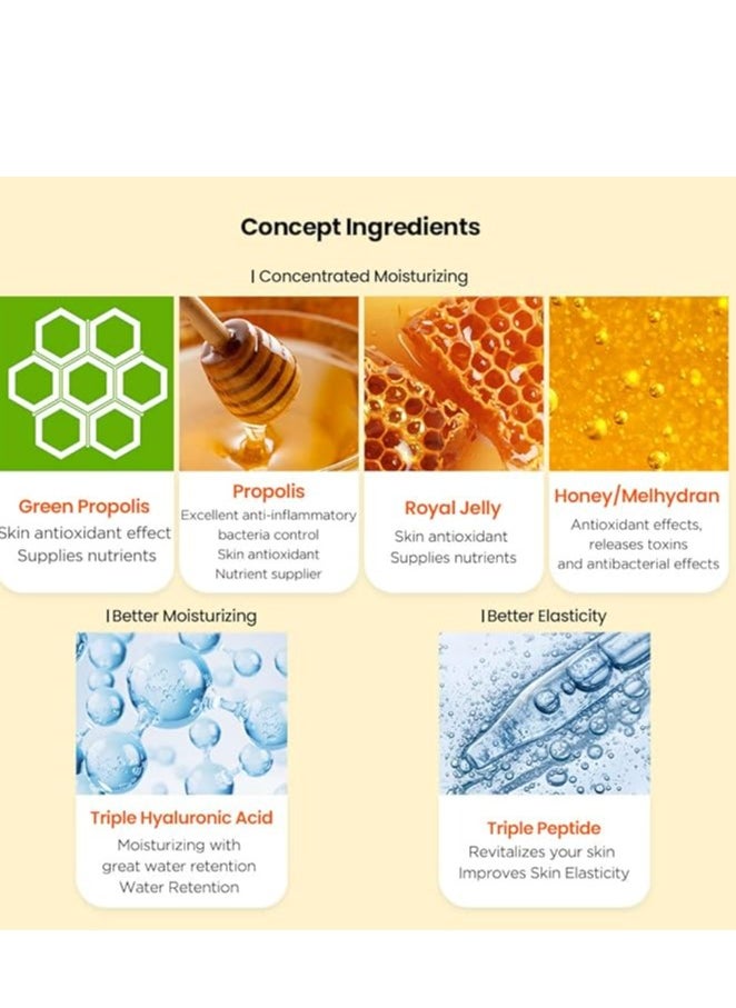 JMsolution - JMsolution Honey Luminous Royal Propolis Mask/Korea Facial Mask 30ml X 10PCS Honey Mask Sheet/Giving Skin Glow & Elasticity - Image 1