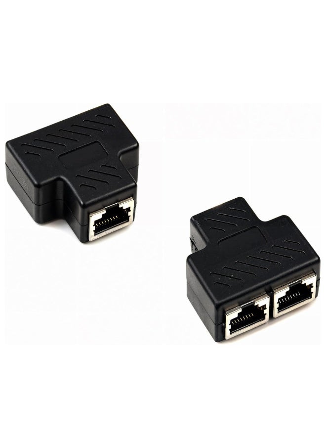 RJ45 Splitter Adapter, Splitter Ethernet Socket Connector Adapter 1 PairEthernet Splitter 1 to 2 Network Adapter CAT 5/CAT 6 LAN - Image 1