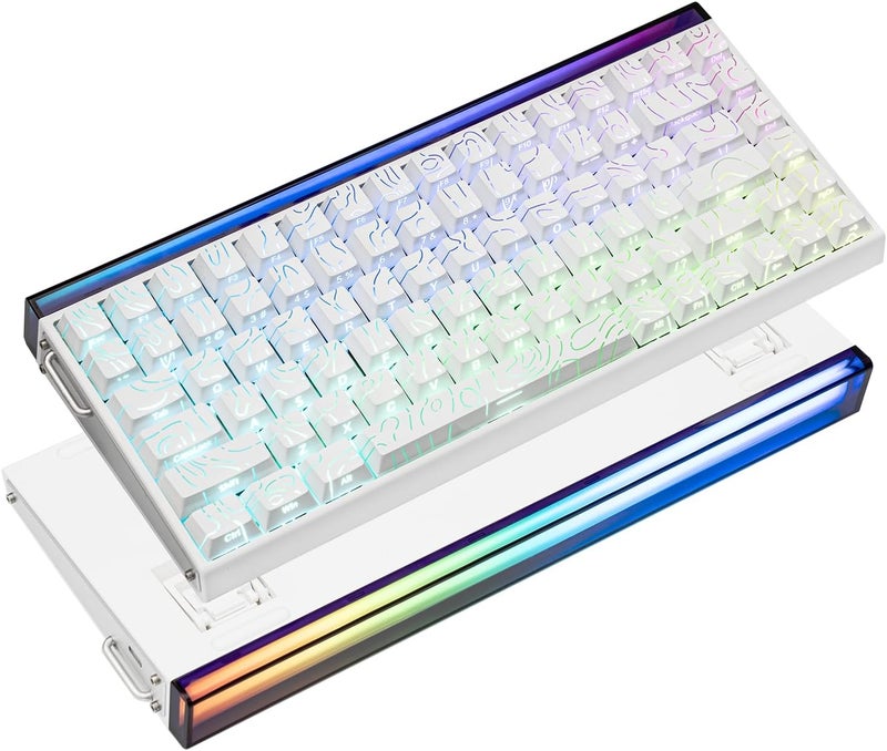 EPOMAKER Aula Hero84 HE Wired Hall Effect Keyboard with RGB Lightbox, 0.01mm Adjustable Actuation, 8KHz Polling, 0.125ms Latency, Snap Key, SOCD, Magnetic Gaming Keyboard (White Topographic) - Image 1