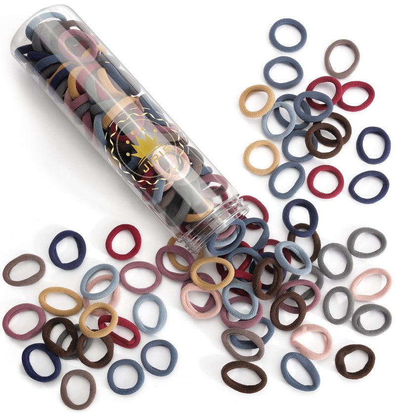 JIRIS 100PCS Seamless Thick Hair Bands  Elastic Ponytail Holders NoCrease Cotton Ties for Women Kids and Toddler Girls Hair Ties set 3