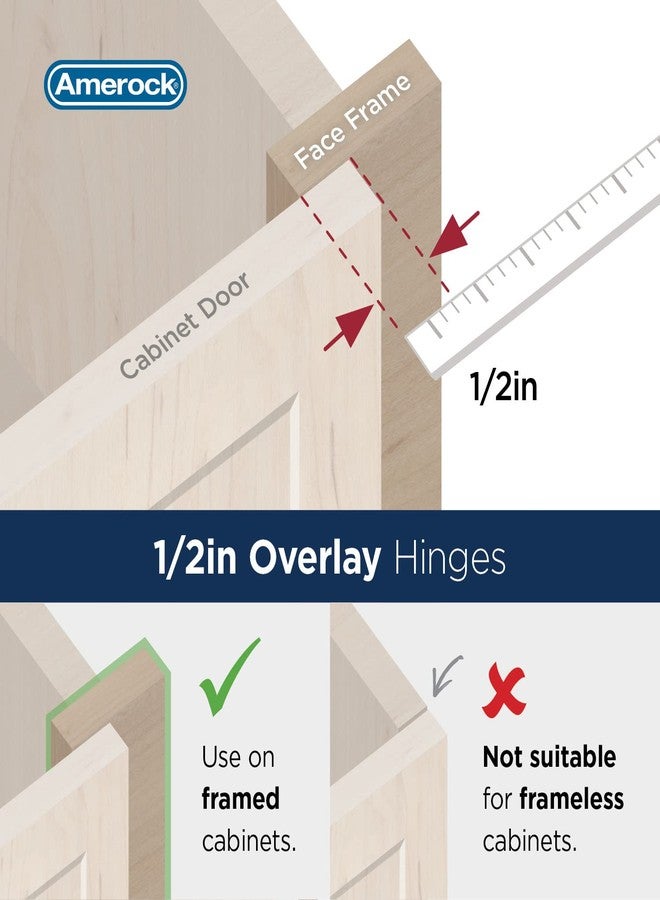 Amerock BPR8704BBZ | Cabinet Hinge | 1/2 in (13 mm) Overlay Double Demountable | Golden Champagne | Kitchen Cabinet Door Hinge | 1 Pair/2 Pack | Functional Hardware - Image 5
