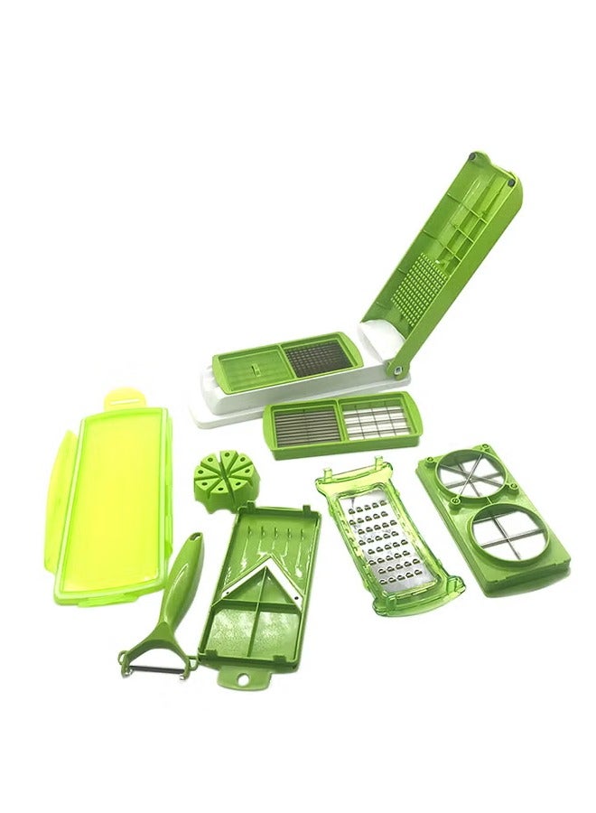Nicer Dicer 11-piece fruit and vegetable cutting tool set, white/green - Image 2