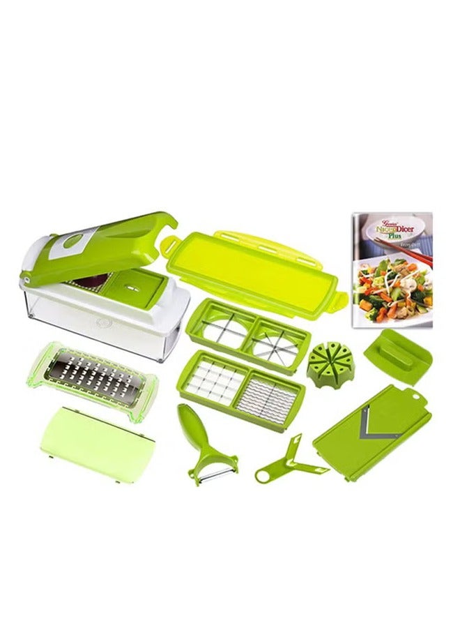 Nicer Dicer 11-piece fruit and vegetable cutting tool set, white/green - Image 1