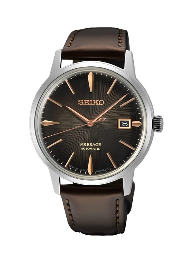 Seiko Presage Analog Automatic Brown Dial Leather Strap Watch For Men Srpj17J - Image 1