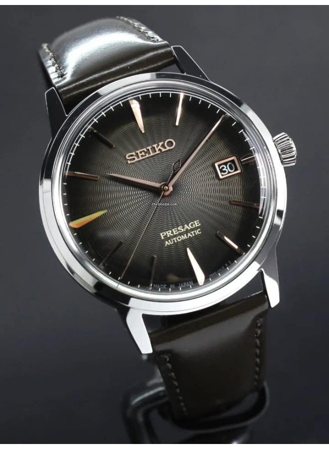 Seiko Presage Analog Automatic Brown Dial Leather Strap Watch For Men Srpj17J - Image 5