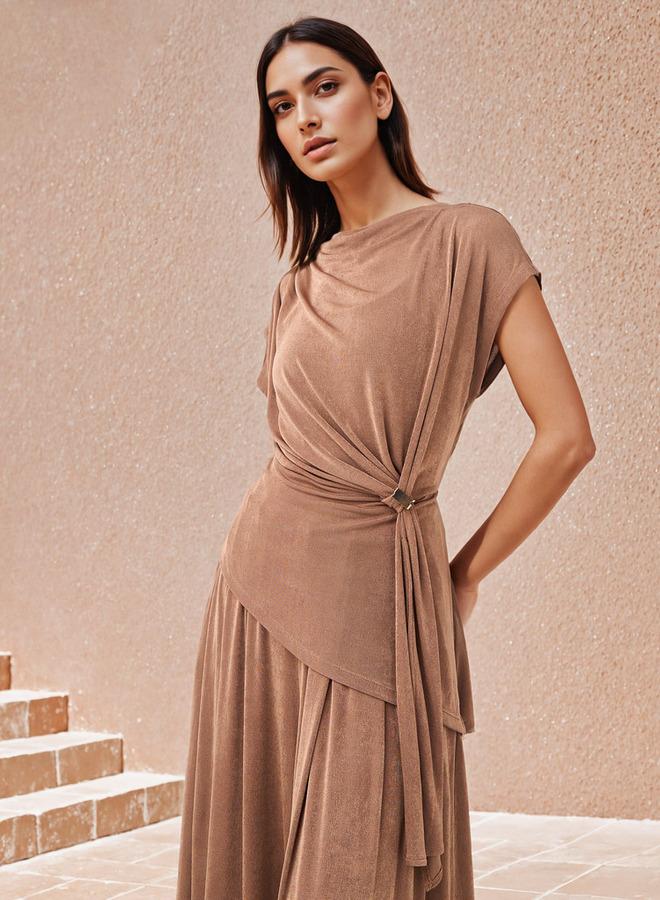 Iconic Draped Top with Clasp Accent - Image 1