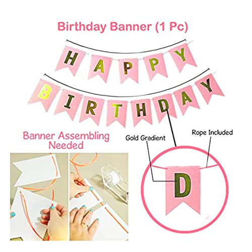 AMFIN® (6 inch) Happy Birthday Banner Bunting Flag - Pink - Image 3