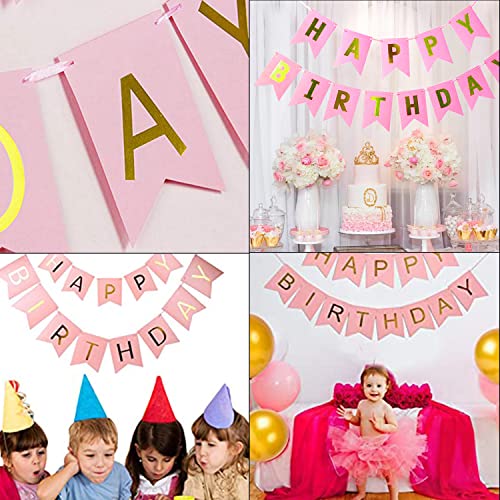 AMFIN® (6 inch) Happy Birthday Banner Bunting Flag - Pink - Image 4