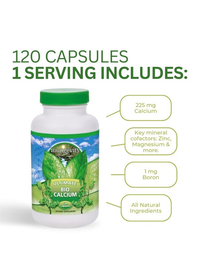 يونغيفيتي Youngevity Bio Calcium™ - كالسيوم حيوي متوفر + مغنيسيوم، زنك، نحاس، بوتاسيوم، بورون - مكمل غذائي قابل للامتصاص لدعم العظام - (120 كبسولة) 