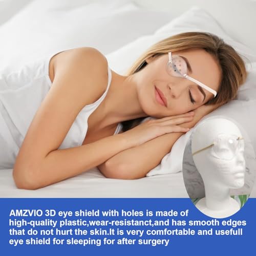 AMZVIO 2pcs Eye Shield After Cataract Surgery, Clear Eye Patch Plastic Hard Shield with Extended Elastic Strap Longer & Wider for Adults Eyes Protective After Cataract Surgery(Beige) - Image 2