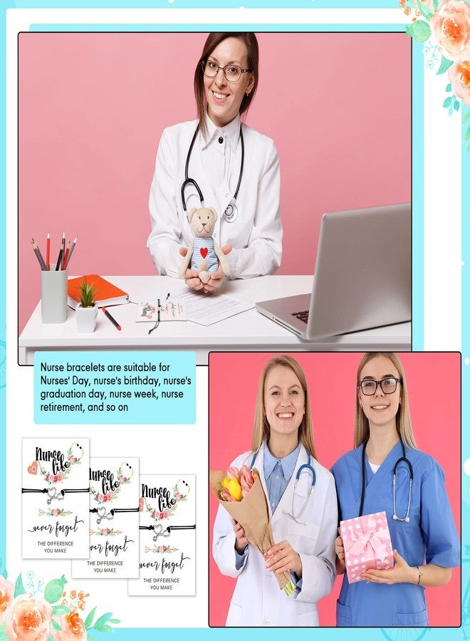 Yinkin 12 Pcs School Nurse Gifts Bulk Nurses Bracelets for Women with Blessing Card Nurse Week Day Party Favor Christmas Appreciation Graduation Gift (Stethoscope) - Image 4