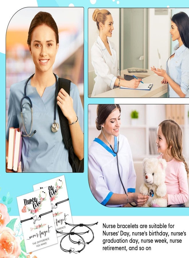 Yinkin 12 Pcs School Nurse Gifts Bulk Nurses Bracelets for Women with Blessing Card Nurse Week Day Party Favor Christmas Appreciation Graduation Gift (Stethoscope) - Image 5