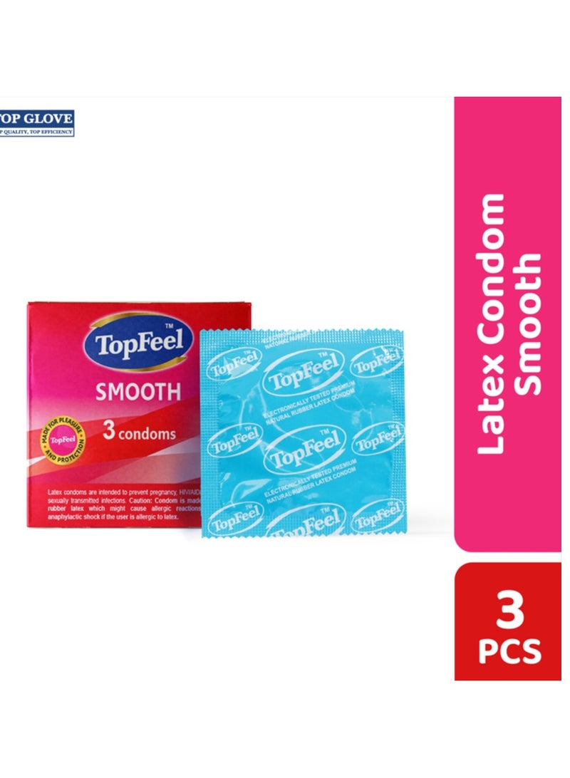 Top Feel Male Latex Condom, Smooth 3 Pcs Per Box