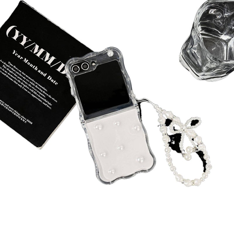 Protective Case | Pearl White Silicone | Shockproof | Shockproof Cover for Samsung Galaxy Z Flip 4 - Image 1