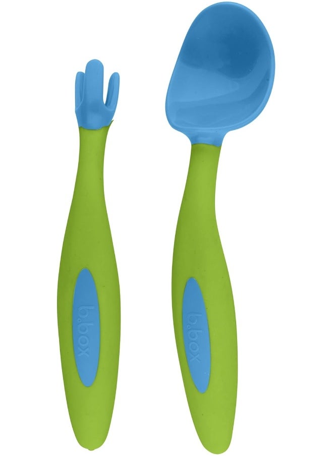 b.box b.box Toddler Cutlery Set: Patented FLORK™ Designed Fork, Spoon & Travel Case, Easy Grip Handles, Dishwasher Safe, BPA Free. (Ocean Breeze)  - Image 1