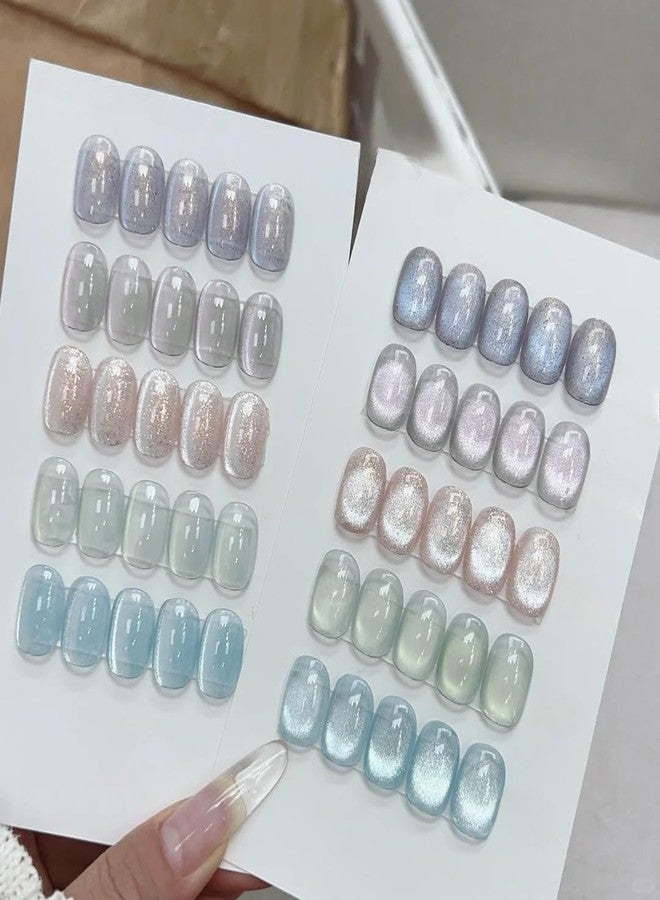 ADHERE 12ml 5pcs Magnetic Gel Kit with Magnetic Stick, Cat Eye Gel Polish Holographic Glitter UV LED Nail Varnish for Nail Salon DIY Design - Image 1