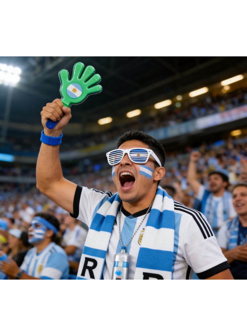 2026 World Cup Football Fan Decoration Set - Argentina National Football Team World Cup Fan Supplies, Wristband, Scarf, Glasses, Hand Flag, Hand Clapper Set, Fan Decoration Kit For Match Day Cheering Support Props Decorations, For Both Men and Women - Image 5