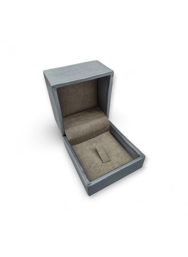 Al Seraj Luxury Grey Leather Ring Box – Elegant Jewelry Case (6.5×6.0×5.0 cm) – Premium Gift Packaging for Engagements & Weddings - Image 1