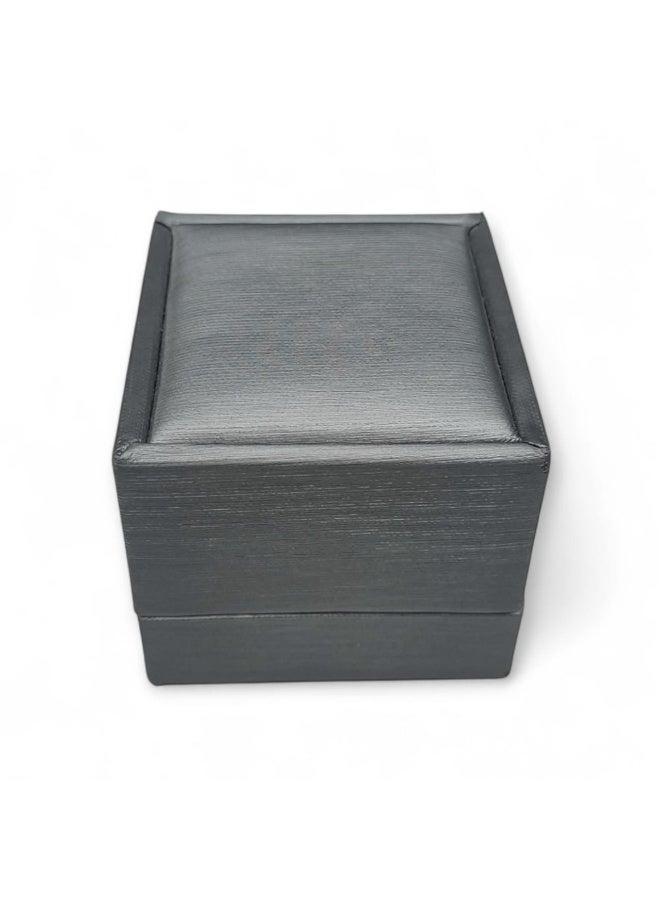 Al Seraj Luxury Grey Leather Ring Box – Elegant Jewelry Case (6.5×6.0×5.0 cm) – Premium Gift Packaging for Engagements & Weddings - Image 3