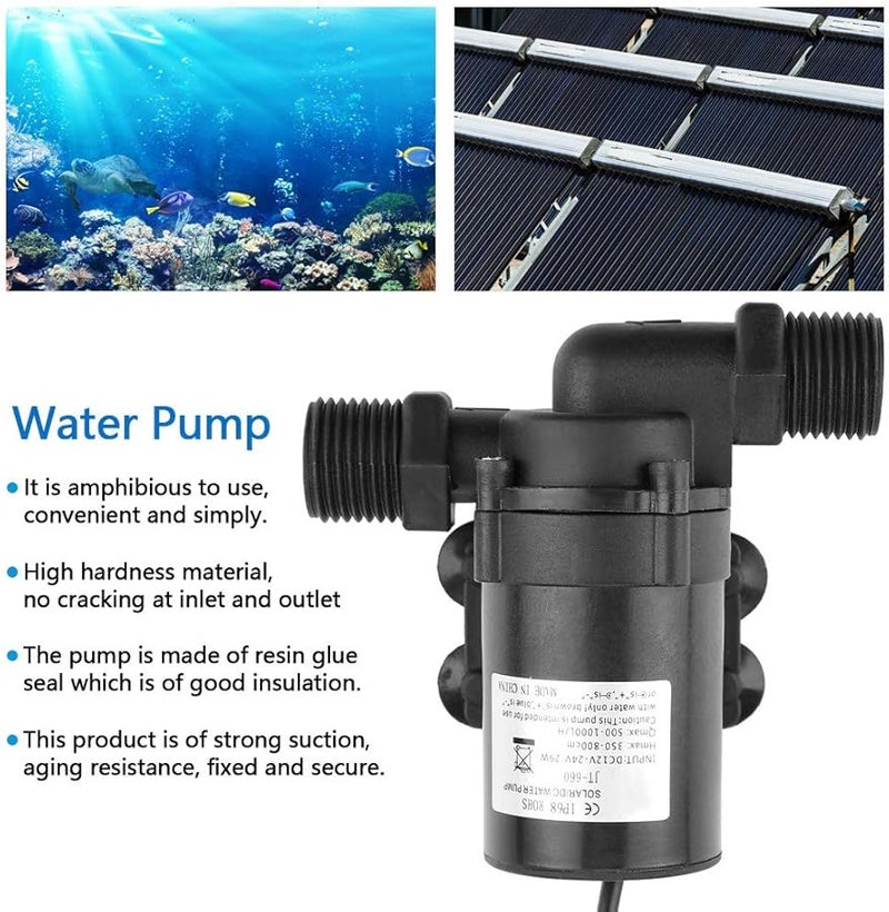 JT 660D مضخة مياه صغيرة بدون فرشاة 24 فولت تيار مستمر لتدفئة الأرضية بالطاقة الشمسية مع خيوط ربع - Image 3