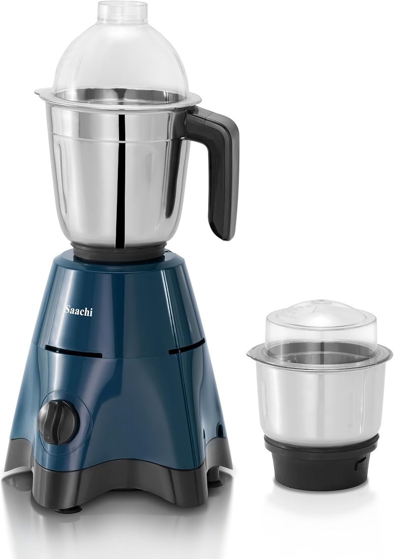 Saachi 2-in-1 Blender Grinder NL-BL-4420, Stainless Steel Jars with Dome Lids, Heavy-Duty Motor, 3-Speed Control with Pulse, for Dry & Wet Blending, Made in India 550 W NL-BL-4420-BL Blue - Image 1