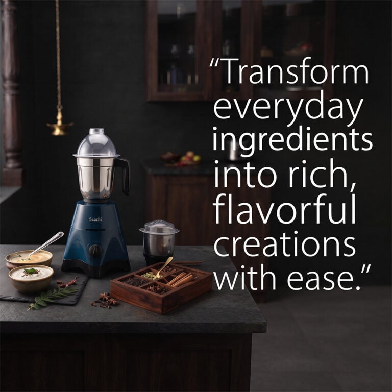 Saachi 2-in-1 Blender Grinder NL-BL-4420, Stainless Steel Jars with Dome Lids, Heavy-Duty Motor, 3-Speed Control with Pulse, for Dry & Wet Blending, Made in India 550 W NL-BL-4420-BL Blue - Image 5