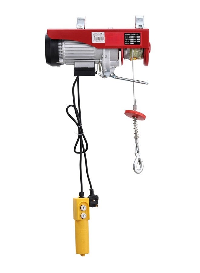 لوازم رافعة محرك مع واير 20 متر تحمل 300 كغ - رافعة كهربائية حمراء تعمل بقدرة 650 واط على تيار 220 فولت مزودة بسلك نحاسي ومقبس ثلاثي وجهاز تحكم سلكي - مناسبة للورش، الكراجات، وأعمال البناء - Image 1