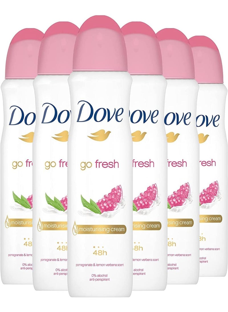 دوف بخاخ مزيل العرق جو فريش برائحة الرمان واللويزة الليمونية 250 مل (عبوة من 6 قطع) - Image 1