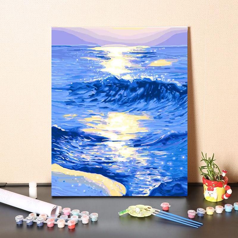 Diy Digital Oil Painting Dropshipping Independent Station Export Sunset Beach Aesthetic New Style - Image 3