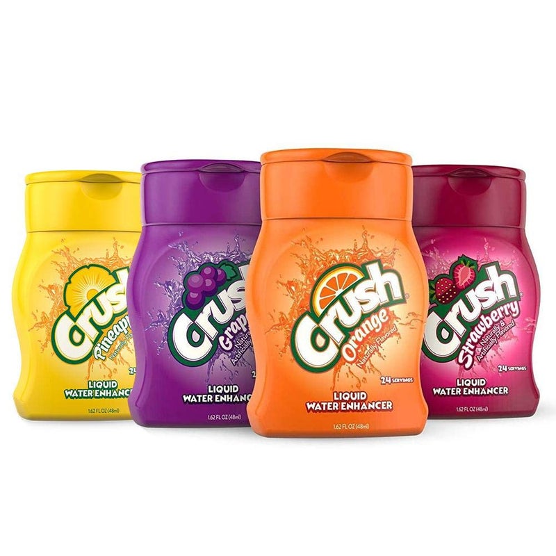 Crush كراش، مجموعة متنوعة، معزز مياه سائلة - طعم أفضل جديد (4 زجاجات، يصنع 96 مشروب ماء بنكهة) 1.62 أونصة سائلة (عبوة من 1) - Image 1