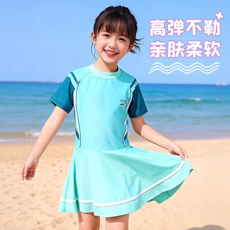 Summer Girls'' Swimsuit Princess Dress, Sweet and Versatile, Cute for Beach Play, Sunbathing, Sun Protection, Loose-Fitting and Slimming Swimwear - Image 3