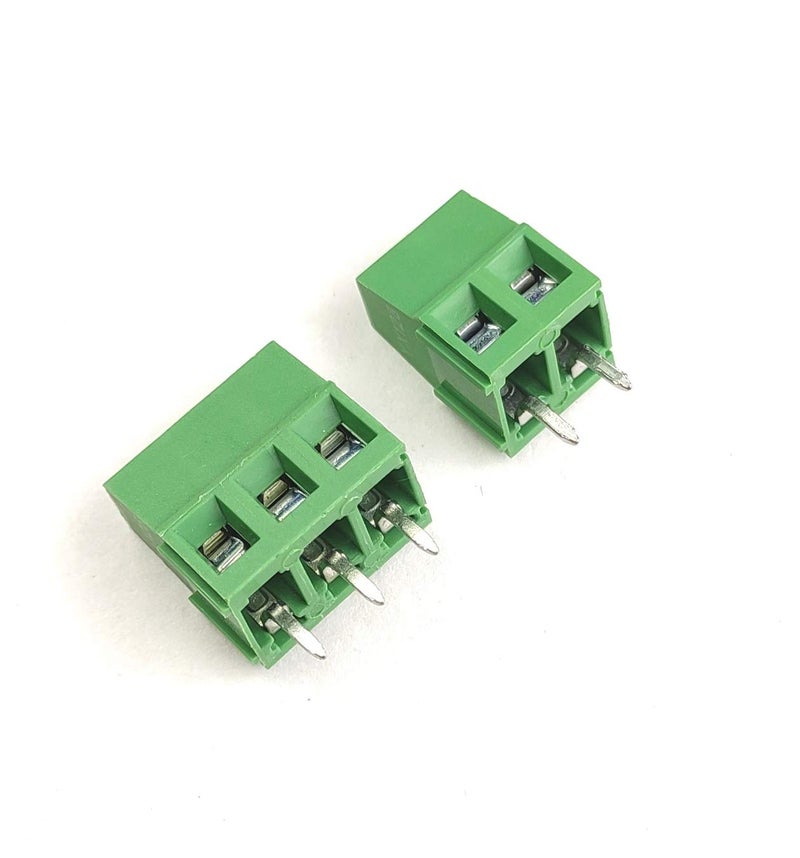 AVS COMPONENTS موصل سلك كتلة طرفية 2 دبوس 3 دبوس لون أخضر مجموعة تركيب على لوحة الدائرة مكونة من 10 قطع (5 قطع 2 دبوس + 5 قطع 3 دبوس) - Image 2