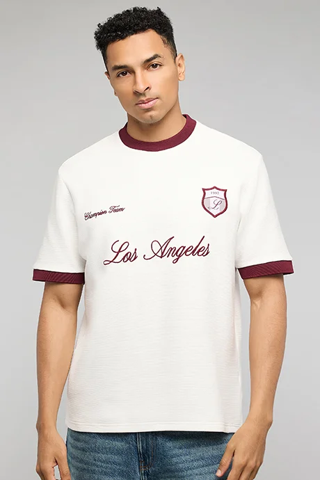 أر أند بي Printed T-Shirt with Crew Neck and Short Sleeves