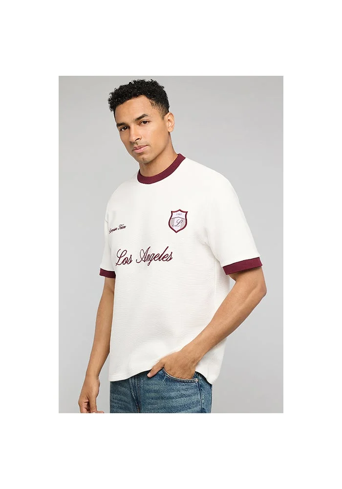 أر أند بي Printed T-Shirt with Crew Neck and Short Sleeves