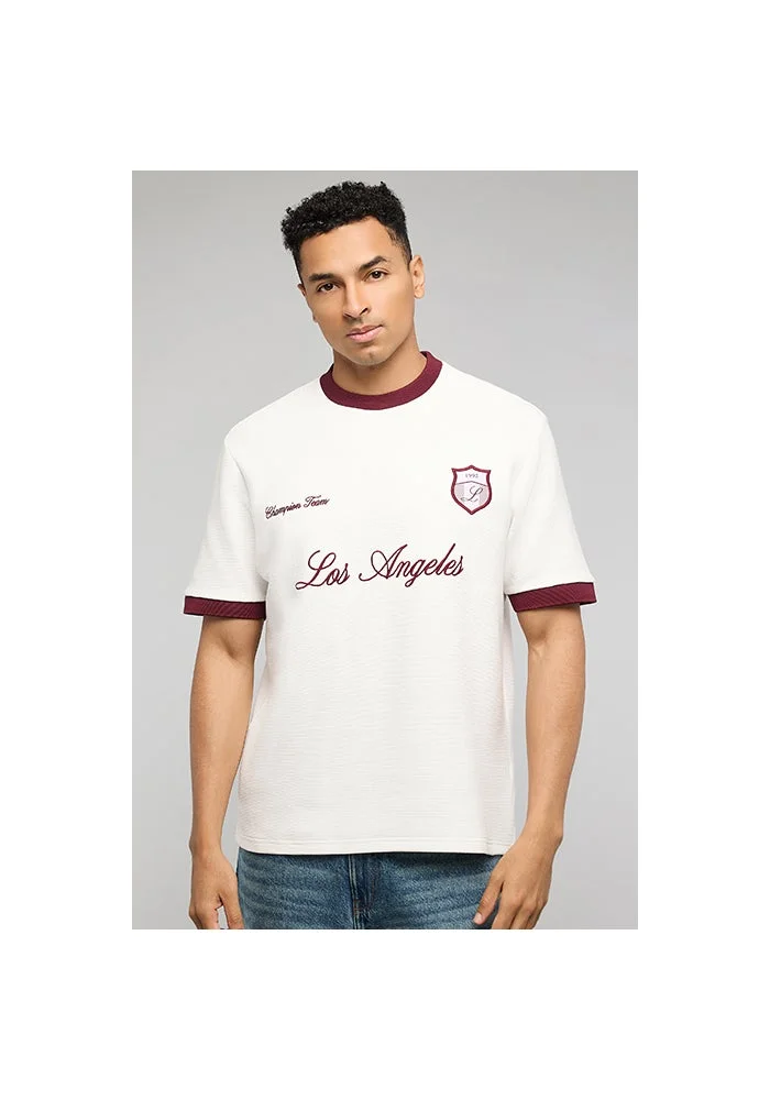 أر أند بي Printed T-Shirt with Crew Neck and Short Sleeves