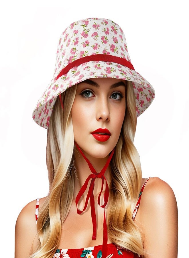 DOCILA Bucket Hats for Women Trendy Print Reversible Bucket Hat Packable All Season Fisherman Sun Caps, Whitepink, One size - Image 1