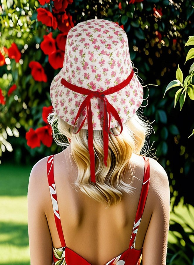 DOCILA Bucket Hats for Women Trendy Print Reversible Bucket Hat Packable All Season Fisherman Sun Caps, Whitepink, One size - Image 2