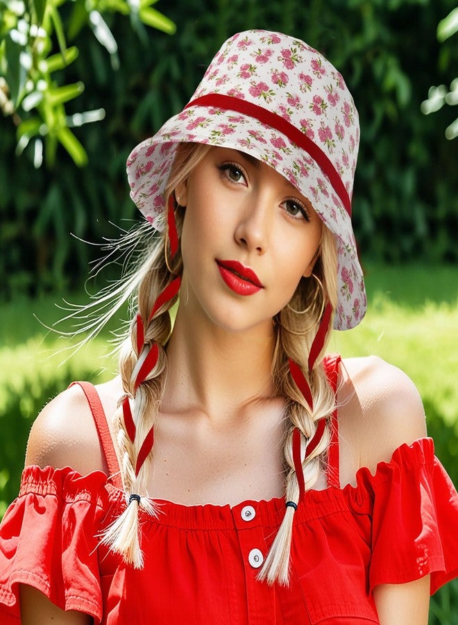 DOCILA Bucket Hats for Women Trendy Print Reversible Bucket Hat Packable All Season Fisherman Sun Caps, Whitepink, One size - Image 3