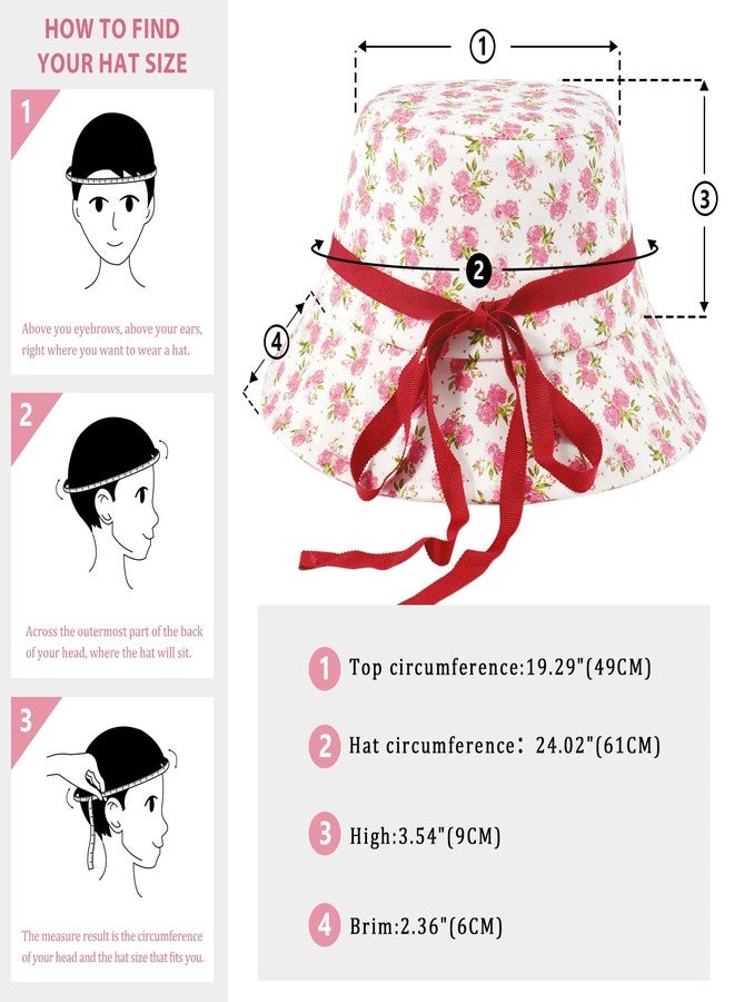 DOCILA Bucket Hats for Women Trendy Print Reversible Bucket Hat Packable All Season Fisherman Sun Caps, Whitepink, One size - Image 5