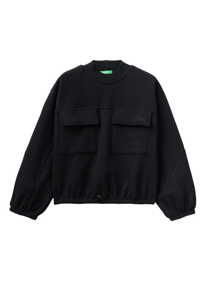 Benetton سويت شيرت بقصّة مربعة مع جيوب 