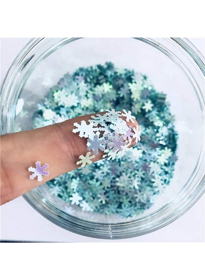 JHere Snowflake Confetti Glitter Laser Sequins For Diy Crafts Nail Art Decoration Party Decoration 6Mm 10G Blue - Image 2