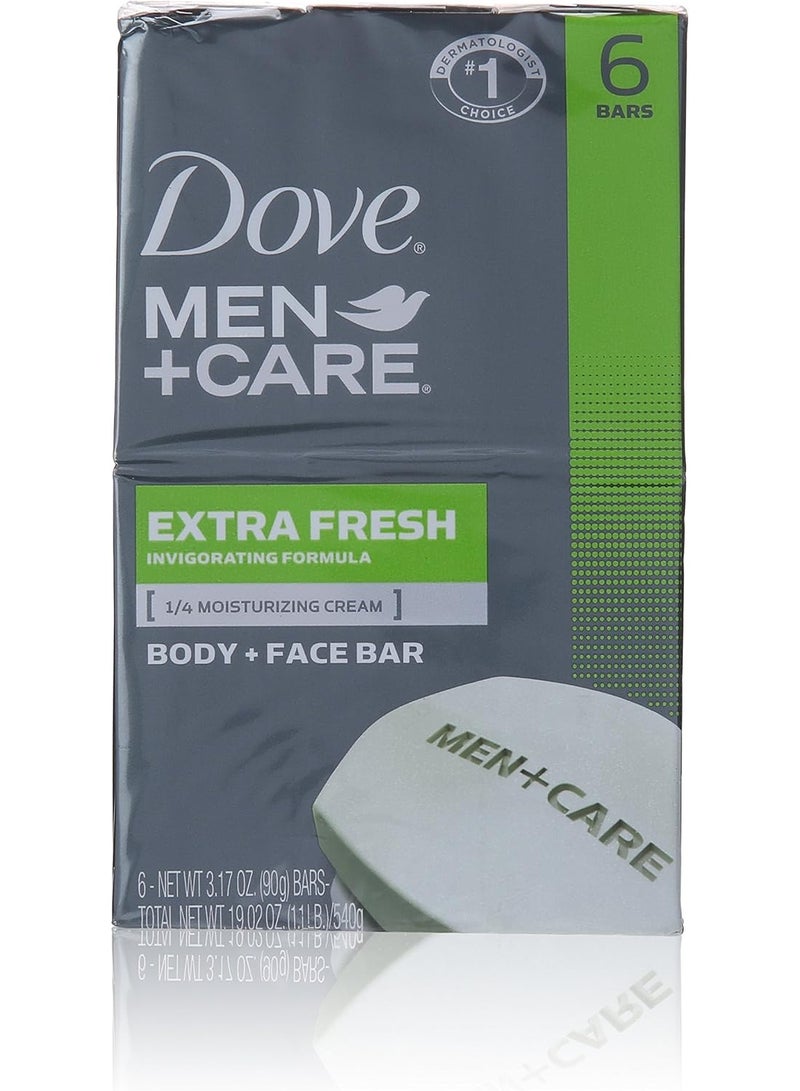 صابون دوف مين+كير إكسترا فريش للجسم والوجه، 3.17 (عبوة من 6 قطع)