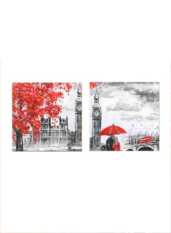 RYN 2-Pieces London Big Ben Mdf Wall Art Multicolour 30x30centimeter - Image 2