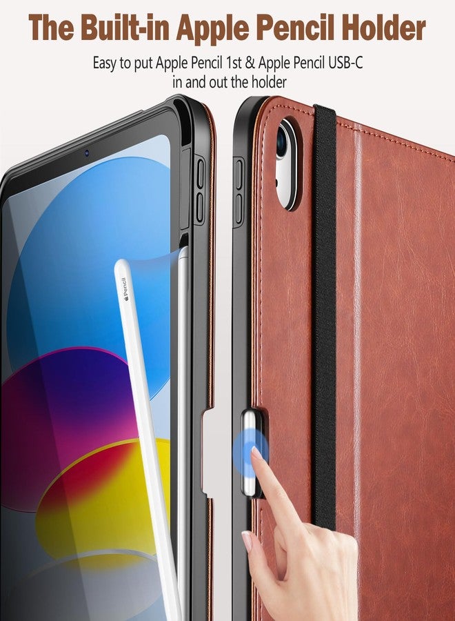 Akkerds جراب Akkerds لجهاز iPad من الجيل العاشر مقاس 10.9 بوصة (إصدار 2022) مع حامل قلم، غطاء جلدي واقٍ مناسب للأعمال، مزود بخاصية التشغيل/الإيقاف التلقائي وزوايا متعددة، لون بني - Image 5