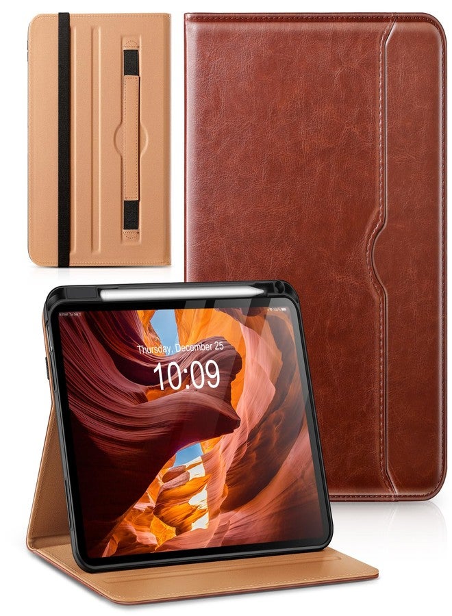 Akkerds جراب Akkerds لجهاز iPad من الجيل العاشر مقاس 10.9 بوصة (إصدار 2022) مع حامل قلم، غطاء جلدي واقٍ مناسب للأعمال، مزود بخاصية التشغيل/الإيقاف التلقائي وزوايا متعددة، لون بني - Image 1