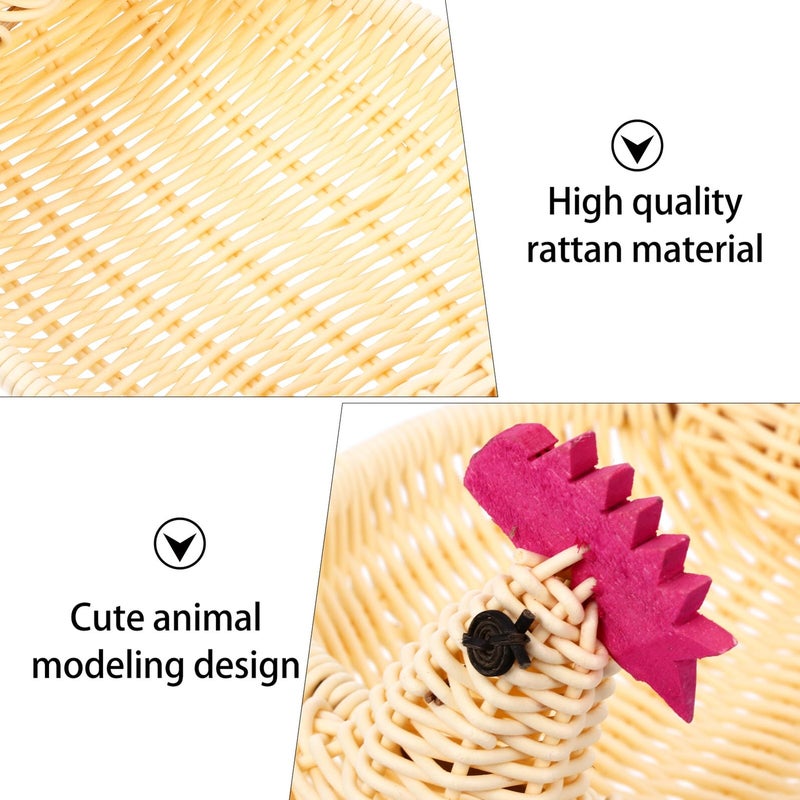 Woven Rattan Storage Basket For Fruit Candy Easter Decoration 17x13x13cm Beige - Image 4