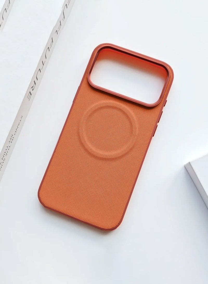 Wtech Apple iPhone 17 Pro 5G 2025 Luxury High Quality Magnetic Silicone Sides Case Cover (MCRPSN) - Orange - Image 3