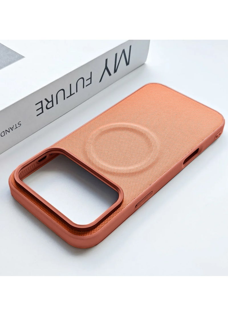 Wtech Apple iPhone 17 Pro 5G 2025 Luxury High Quality Magnetic Silicone Sides Case Cover (MCRPSN) - Orange - Image 4