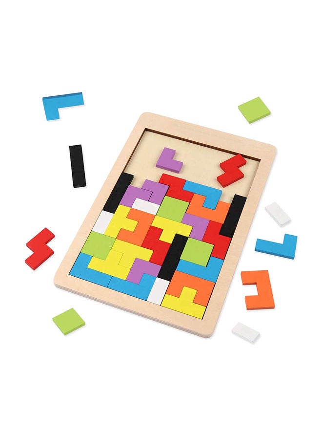 NIBEMINENT Wooden Tetris Tangram Brain Teaser Puzzle - Image 1