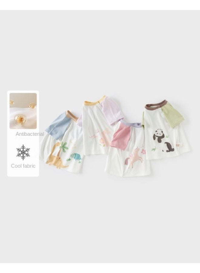 Girls' Cool Feeling T-shirt Boys' Short Sleeve Antibacterial Undershirt 2025 Summer New Children's Top - Image 1